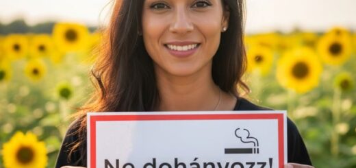 dohányzásról való leszokás táblát tart egy hölgy